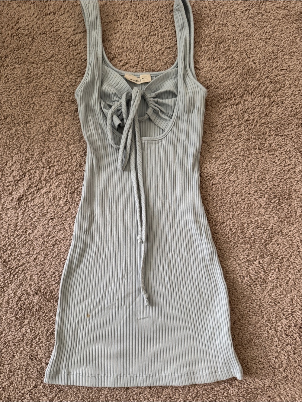 Audrey 3+1 Ribbed Tie-Front Mini Dress - Light blue